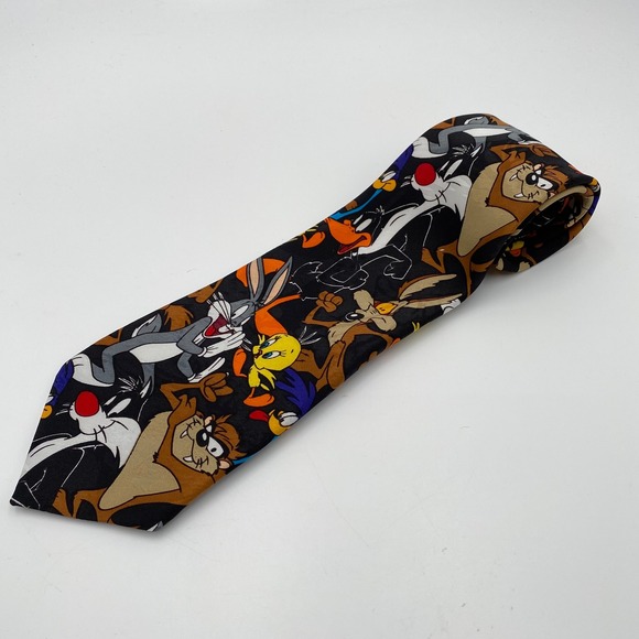 Vintage Looney Tunes Necktie Bugs Bunny Sylvester Tasmanian Devil Wile E. Coyote - Picture 1 of 4